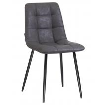  Стул обеденный DOBRIN ALEX, черные матовые ножки, серая антрацитовая винтажная экокожа (RU-08), фото 1 