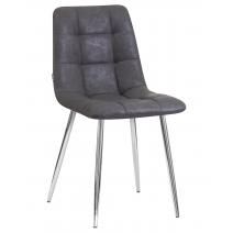  Стул обеденный DOBRIN ALEX, хром ножки, серая антрацитовая винтажная экокожа (RU-08), фото 1 