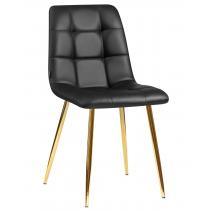  Стул обеденный DOBRIN ALEX, золотые ножки, чёрная экокожа (P-01), фото 1 