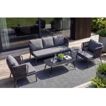  "Ронда" лаунж-зона 5-местная плетеная из роупа (веревки), каркас алюминиевый темно-серый, роуп серый 40 мм tex, фото 1 