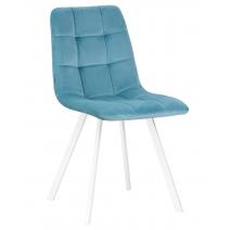  Стул обеденный DOBRIN ALEX SQUARE, белые ножки, морской волны велюр (V108-57), фото 1 