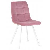  Стул обеденный DOBRIN ALEX SQUARE, белые ножки, розовый велюр (V108-15), фото 1 