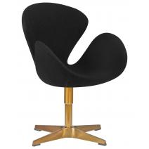  Кресло дизайнерское DOBRIN SWAN, черная ткань AF9, золотое основание, фото 1 