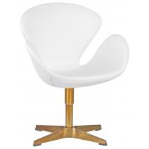  Кресло дизайнерское DOBRIN SWAN, белый кожзам P23, золотое основание, фото 1 