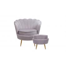  Кресло с пуфом ракушка Pearl Grey, фото 1 
