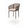  "Марсель" стул барный плетеный из роупа, каркас из стали белый, роуп коричневый круглый, ткань бежевая, фото 1 