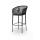  "Марсель" стул барный плетеный из роупа, каркас из стали серый (RAL7022), роуп темно-серый круглый, ткань темно-серая, фото 1 