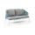  "Милан" диван 2-местный плетеный из роупа, каркас алюминий светло-серый (RAL7035) шагрень, роуп бирюзовый круглый, ткань светло-серая, фото 3 