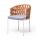  "Диего" стул плетеный из роупа, каркас из стали светло-серый (RAL7035) шагрень, роуп оранжевый меланж круглый, ткань светло-серая, фото 1 