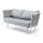  "Монако" диван 2-местный плетеный из роупа, каркас алюминий светло-серый (RAL7035) муар, роуп светло-серый 40 мм, ткань светло-серая, фото 1 