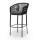  "Марсель" стул барный плетеный из роупа, каркас из стали темно-серый (RAL7024) муар, роуп темно-серый круглый, ткань темно-серая 027, фото 1 