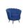  Низкое кресло ракушка Pearl синий на черных ножках, фото 2 