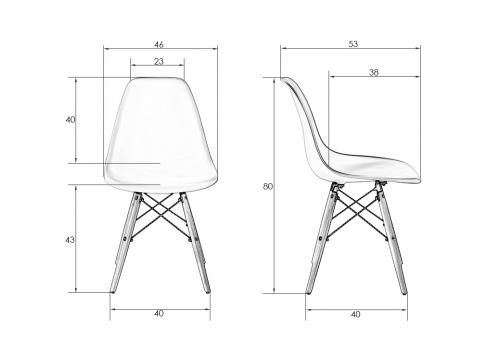  Набор 2 шт Стул обеденный DOBRIN DSW, ножки светлый бук, цвет светло-серый (GR-01), фото 8 