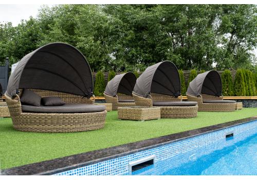  "Стильяно" плетеная кровать круглая, цвет соломенный, фото 838 