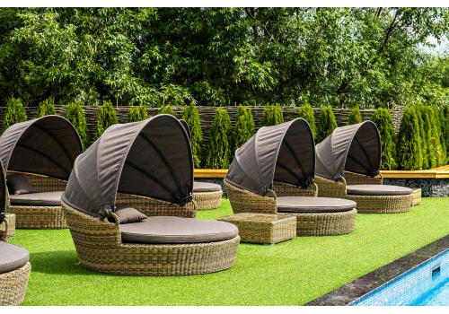  "Стильяно" плетеная кровать круглая, цвет соломенный, фото 904 