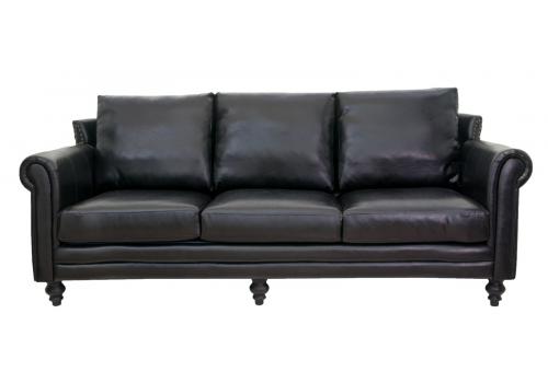  Черный трехместный диван из кожи Toren, фото 1 