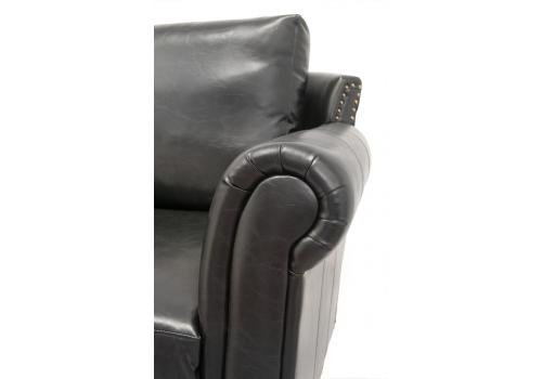  Черный трехместный диван из кожи Toren, фото 2 