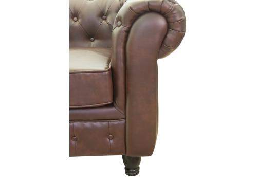  Коричневый кожаный двухместный диван Chesterfield, фото 3 