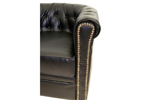  Черный трехместный диван из кожи Karo black 3S, фото 3 