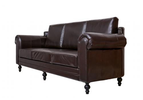  Коричневый трехместный диван из кожи Toren brown, фото 2 