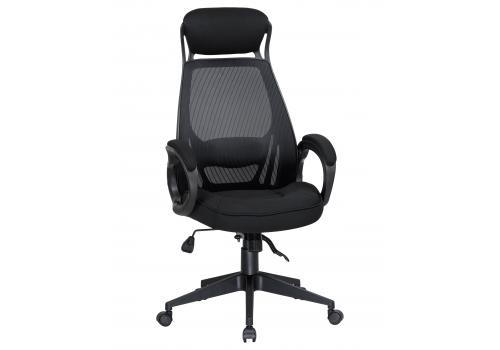  Офисное кресло для руководителей DOBRIN STEVEN BLACK, чёрный пластик, чёрная ткань, фото 1 