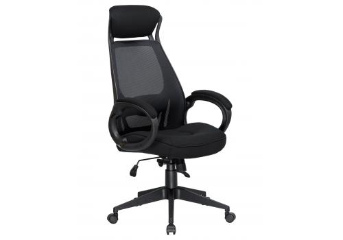  Офисное кресло для руководителей DOBRIN STEVEN BLACK, чёрный пластик, чёрная ткань, фото 2 