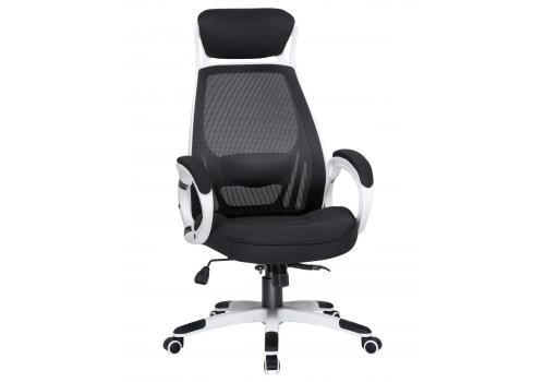  Офисное кресло для руководителей DOBRIN STEVEN WHITE, белый пластик, чёрная ткань, фото 1 