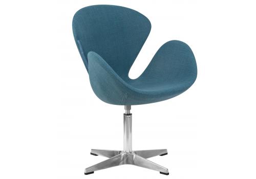  Кресло дизайнерское DOBRIN SWAN, синяя ткань IF6, алюминиевое основание, фото 1 