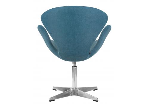  Кресло дизайнерское DOBRIN SWAN, синяя ткань IF6, алюминиевое основание, фото 4 