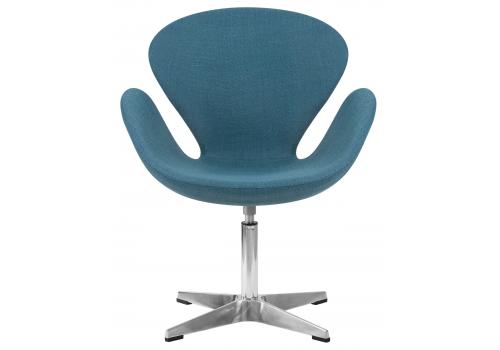  Кресло дизайнерское DOBRIN SWAN, синяя ткань IF6, алюминиевое основание, фото 5 