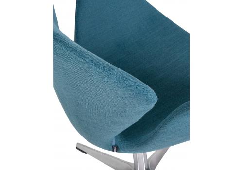  Кресло дизайнерское DOBRIN SWAN, синяя ткань IF6, алюминиевое основание, фото 8 