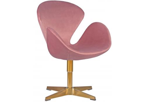 Кресло дизайнерское DOBRIN SWAN, розовый велюр BLUVEL52, золотое основание, фото 1 
