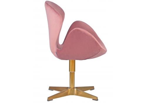  Кресло дизайнерское DOBRIN SWAN, розовый велюр BLUVEL52, золотое основание, фото 2 