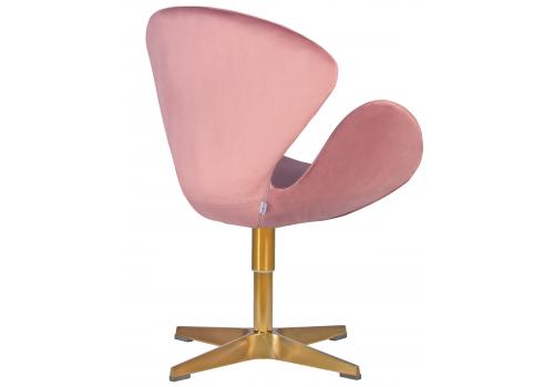  Кресло дизайнерское DOBRIN SWAN, розовый велюр BLUVEL52, золотое основание, фото 3 