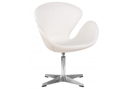  Кресло дизайнерское DOBRIN SWAN, белый кожзам P23, алюминиевое основание, фото 11 