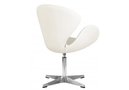  Кресло дизайнерское DOBRIN SWAN, белый кожзам P23, алюминиевое основание, фото 3 