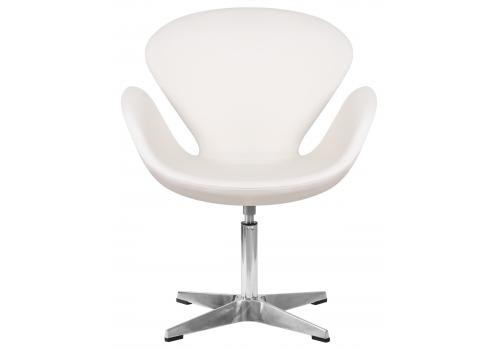  Кресло дизайнерское DOBRIN SWAN, белый кожзам P23, алюминиевое основание, фото 5 