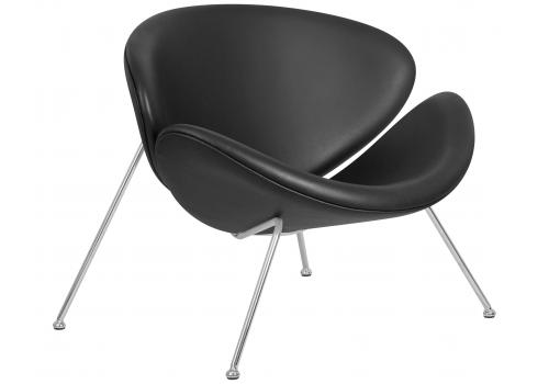  Кресло дизайнерское DOBRIN EMILY, черный винил YP16, хромированная сталь, фото 2 