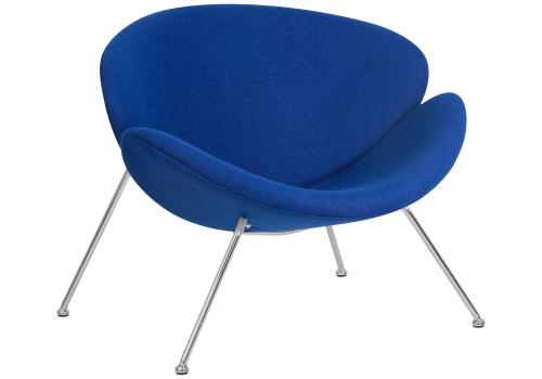  Кресло дизайнерское DOBRIN EMILY, синяя ткань AF6, хромированная сталь, фото 1 