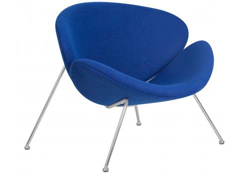  Кресло дизайнерское DOBRIN EMILY, синяя ткань AF6, хромированная сталь, фото 2 