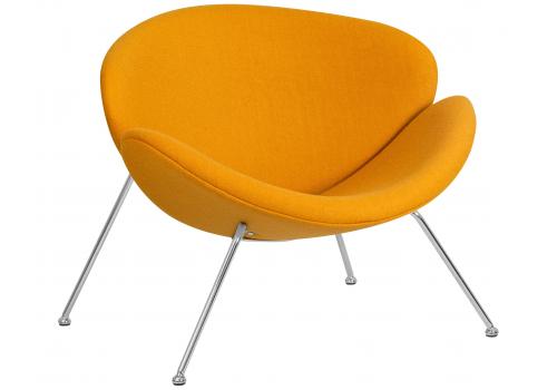  Кресло дизайнерское DOBRIN EMILY, желтая ткань AF13, хромированная сталь, фото 1 