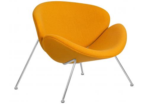  Кресло дизайнерское DOBRIN EMILY, желтая ткань AF13, хромированная сталь, фото 2 