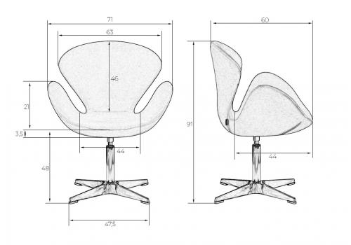  Кресло дизайнерское DOBRIN SWAN, синяя ткань IF6, алюминиевое основание, фото 11 