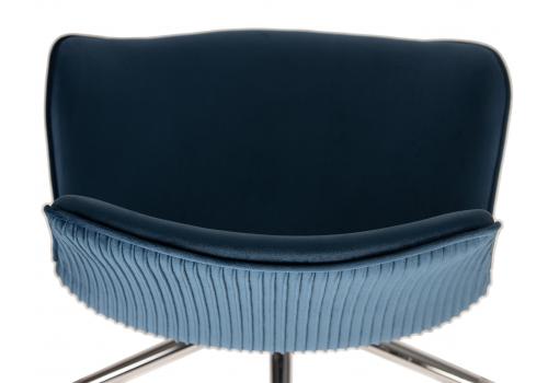  Кресло офисное DOBRIN DORA, синий велюр (1922-20), хромированная сталь, фото 7 