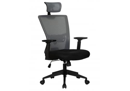  Офисное кресло для персонала DOBRIN NIXON, чёрный, серая сетка, фото 1 