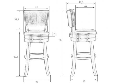  Вращающийся полубарный стул DOBRIN JOHN COUNTER, капучино, черный, фото 12 