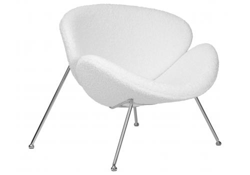  Кресло дизайнерское DOBRIN EMILY, белый (букле) ткань , хромированная сталь, фото 2 