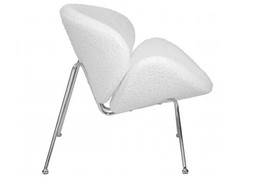  Кресло дизайнерское DOBRIN EMILY, белый (букле) ткань , хромированная сталь, фото 3 
