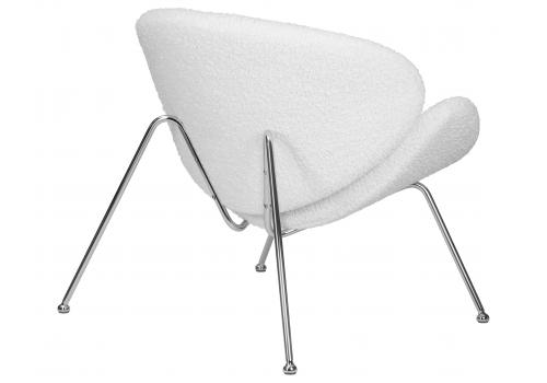  Кресло дизайнерское DOBRIN EMILY, белый (букле) ткань , хромированная сталь, фото 4 