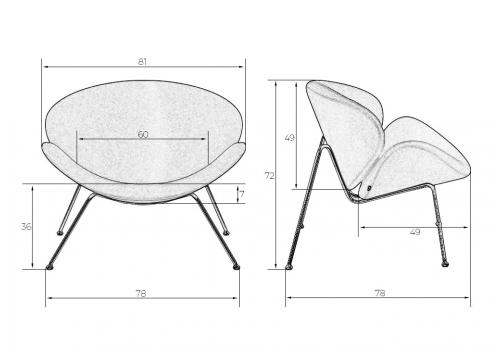  Кресло дизайнерское DOBRIN EMILY, черный ткань AF9, черное основание, фото 9 